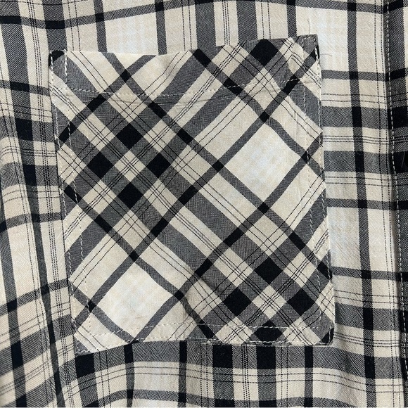 SANCTUARY BOYFRIEND Black, White & Tan Button Down Shirt, Size X-Small -#270 - Picture 2 of 11